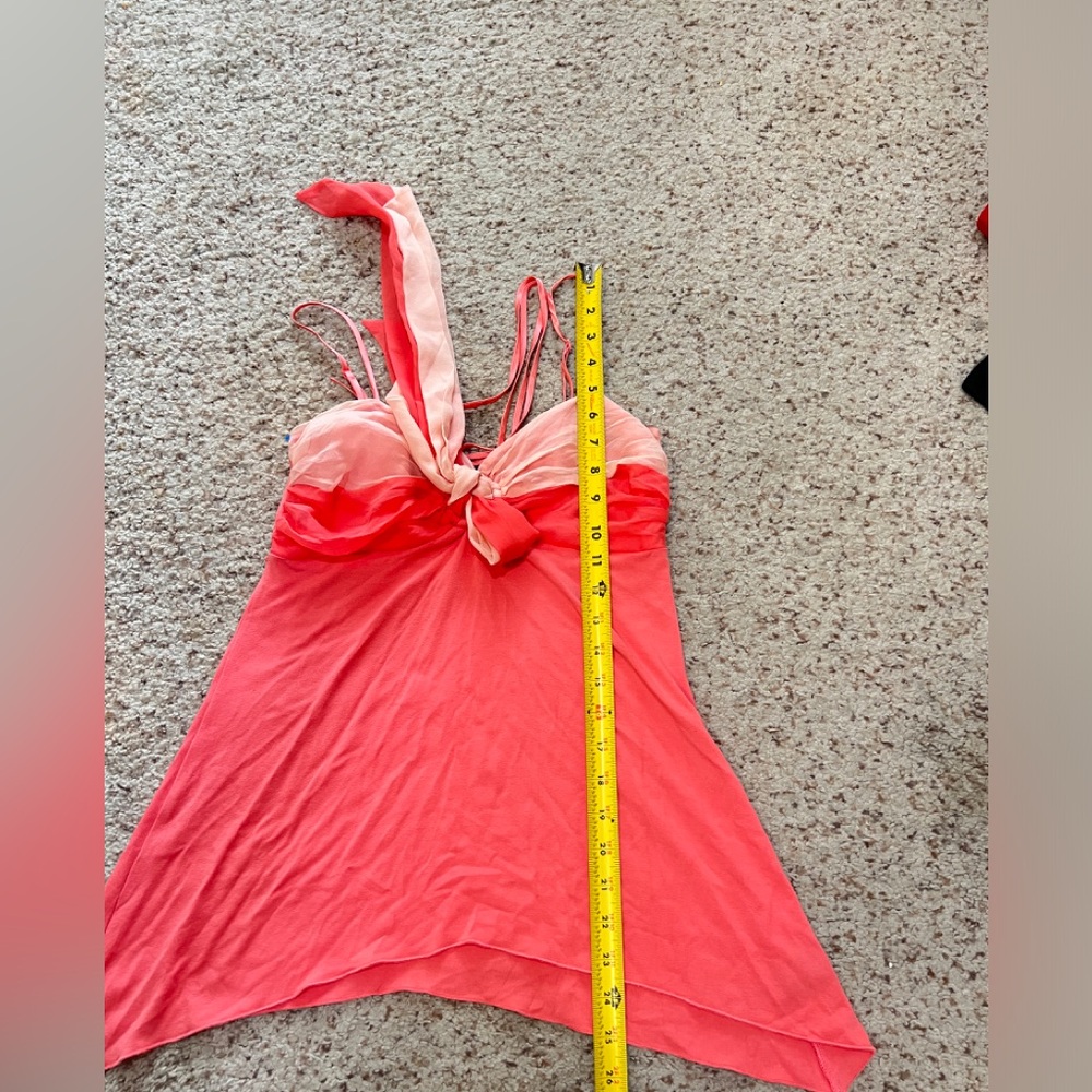 Y2k Milkmaid jersey tie front belt strap Orange summer cami tank blouse fairy xs - Picture 13 of 13